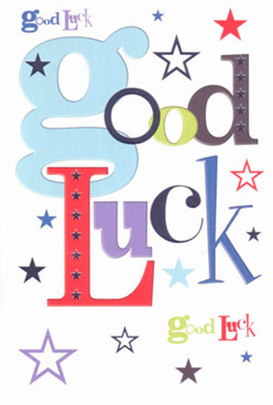 Radiating heartfelt encouragement straight from Canning Town, this good luck card is as vibrant and cheerful as the bustling life along the River Lea. The typography creates a playful, spirited message where a baby-blue 'g' hints at riverside skies, set among lively reds, rich violets, and cozy greens inspired by local parks and urban gardens. A scattering of whimsical stars-ranging from midnight navy to soft periwinkle-shimmers over a pristine white canvas, evoking the anticipation felt by those embarking on new adventures in our neighbourhood. The dynamic composition and shifting colours mirror the diversity and support found among local families and friends. Each star and letter seems to cheer on new chapters, as if echoing the chorus of well-wishes from nearby homes and shops. The card's smooth finish promises that satisfying tactile pleasure when run between your fingers, making every wish you convey feel substantial and sincere. Perfect for milestone moments, whether it's a new job or big exam, this card expresses not just encouragement but the genuine hope and camaraderie emblematic of Canning Town life.
